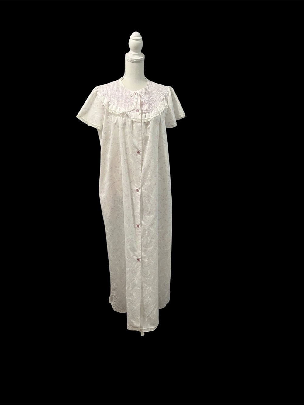 VTG  JC Penney Victorian Style Robe 80s Housedress  Button Front Granny Core M